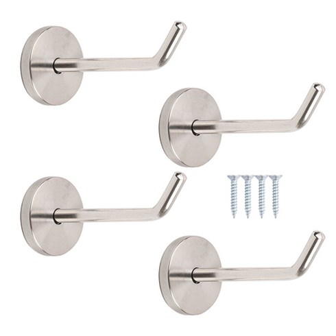 국내산 벽옷걸이 스텐 후크 돌출걸이 4개입+설치피스, B-01 실버 중 100mm(4개입)
