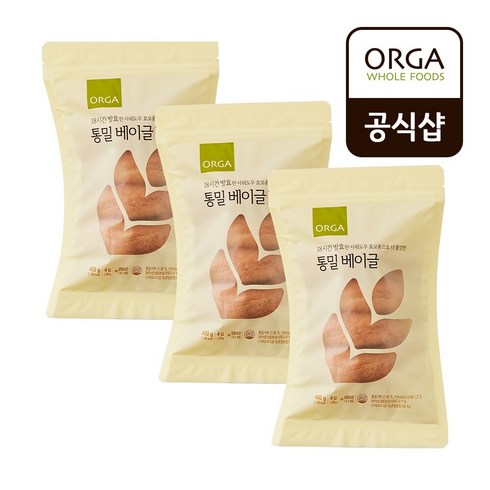 통밀베이글 - [올가] 통밀 베이글 (100gX4입)X3개, 올가 통밀 베이글 (100gX4입)X3개, 12개, 400g