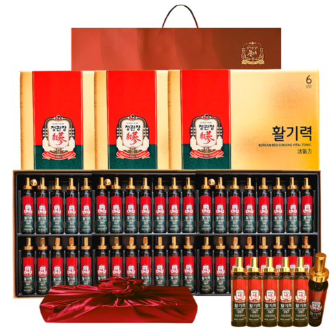 활기력 - 정관장 6년근 홍삼정 활기력 48세트(홍삼농축액 비타민함량) 960ml+쇼핑백 골프 여행 부모님 명절 선물세트(보자기포함) 1개, 1세트