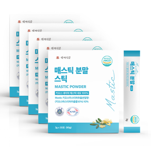 매스틱분말 스틱 3g x 30포 HACCP인증제품, 90g, 5개