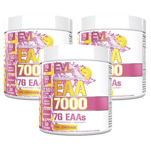 eaa - EVLUTIONNUTRITION EAA 7000 필수아미노산 핑크 레모네이드 맛, 3개, 309g