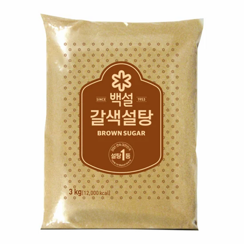 갈색설탕3kg - 백설 갈색설탕, 3kg, 3개