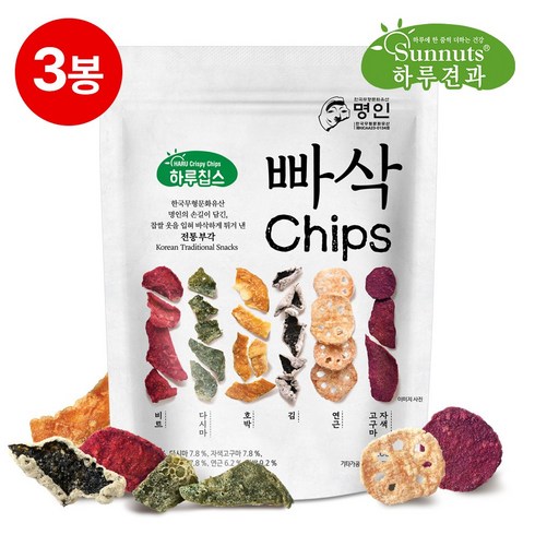 명인부각 - 빠삭칩부각 200g 7가지맛 묶음상품, 3개