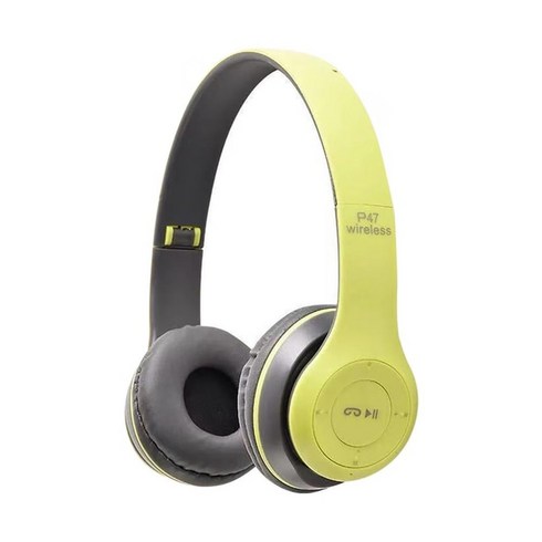 P47 무선 헤드폰 5.0 블루투스 호환 헤드셋 HiFi 스테레오 접이식 모든 스마트 폰용 마이크 지원 SD 카드, Green, [04] Green
