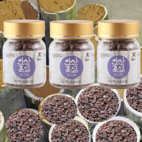 인산자죽염 - 9회 인산 자죽염 고체, 60g, 3개