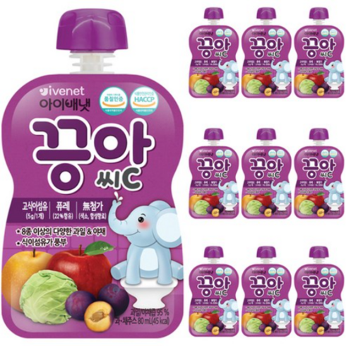 백앤 아이배냇 끙아 과일야채주스 80ml, 씨, 60개