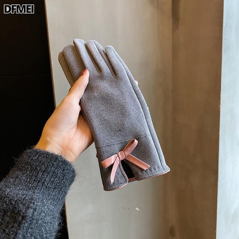 DFMEI 장갑 여자 겨울 보온 라이딩 융털 도톰 방한 윈드터치 겨울 스웨이드 더플 학생