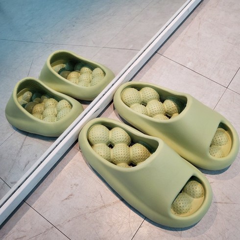 층간소음 실내화 지압슬리퍼 쿠션 사무실 거실 화장실, 그린, 1개