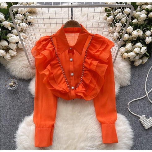 프렌치 럭셔리 명원풍 고급스러운 셔츠 여 가을 겨울 프릴 디자인 감각 소소하고 시크한 기질 상의