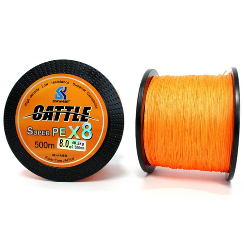 CATTLE 일본원사 내마모성 PE라인 8합사 오렌지 500m 합사 합사줄, 캐틀오렌지, 1개