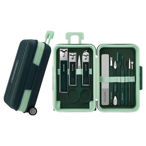 귀여운 캐리어 디자인 손톱깎이 12종 세트 Manicure Set of 12, 1세트