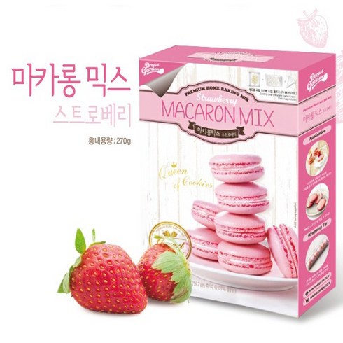 브레드가든 스트로베리 마카롱 믹스 세트 270g, 믹스 + 크림 + 짤주머니, 1세트