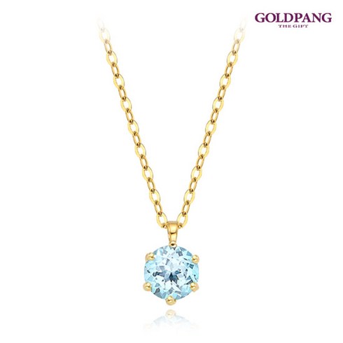 [골드팡] 14k/18k 2부 천연 탄생석 목걸이-3월 아쿠아마린