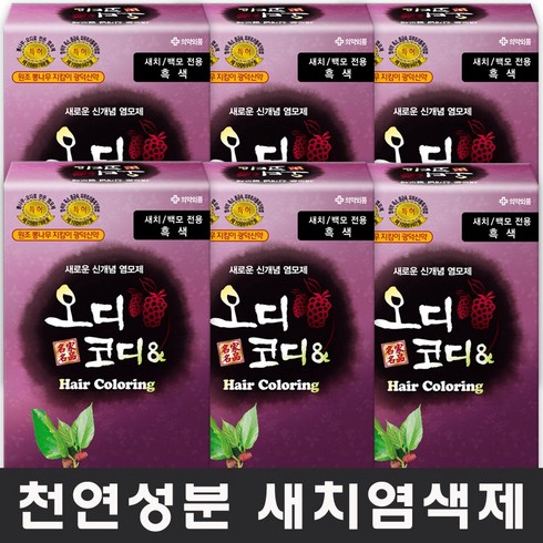 오디코디 오디코디앤 헤어컬러, 자연갈색, 6개