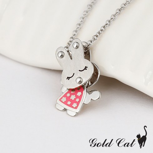골드캣 댄싱 토깽이 미아방지 실버목걸이 CH3002, 일반각인, 1개