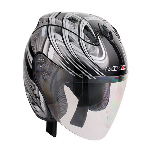 코모 668 오토바이 헬멧 가벼운 오픈페이스 헬멧, BLACK+ SILVER