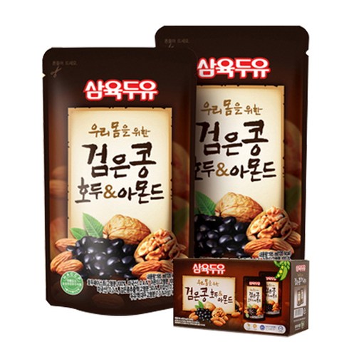 2023년 가성비 최고 국내산 검은콩 고칼슘 45팩호두와아몬드 45팩 총 90팩 - 삼육두유 검은콩 호두 아몬드 파우치, 190ml, 45개