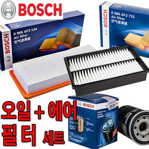 보쉬코리아 르노 삼성 QM6 가솔린 엔진 오일 필터 에어 크리너 필터 세트 (가솔린 lpg lpe lpi 공용), 1개