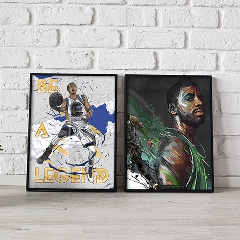 [바이프레임] NBA 농구선수 브로마이드 포스터 액자 (카이리 어빙 스테판 커리), 02_스테판 커리2