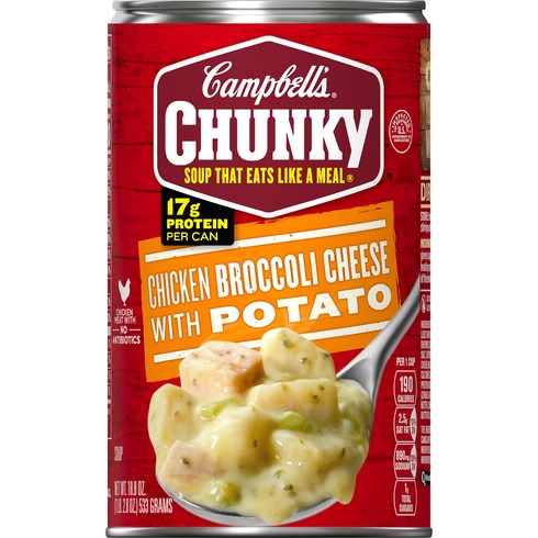 캠벨스 청키 치킨 브로콜리 치즈 포테이토 수프, 533g, 1개