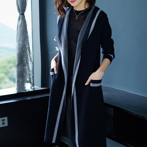 2023년 가성비 최고 라라쎄 니트 롱가디건후드 - 빨강몽키 A90043 여성 롱가디건 후드 니트가디건 심플 가을가디건QQ