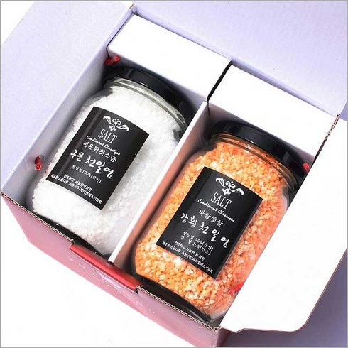 [정민이네샵] 비온뒤첫소금 천일염 소금답례품 2종세트 (320ml) 돌답례품 답례품 결혼답례품 조문답례품 웨딩답례품, 크라프트 박스