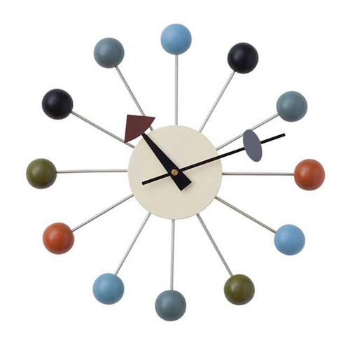 볼클락 고급형 Ball Clock 조지넬슨 인테리어 나무 벽시계, 멀티색