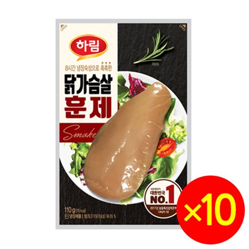하림 닭가슴살 훈제, 100g, 10개