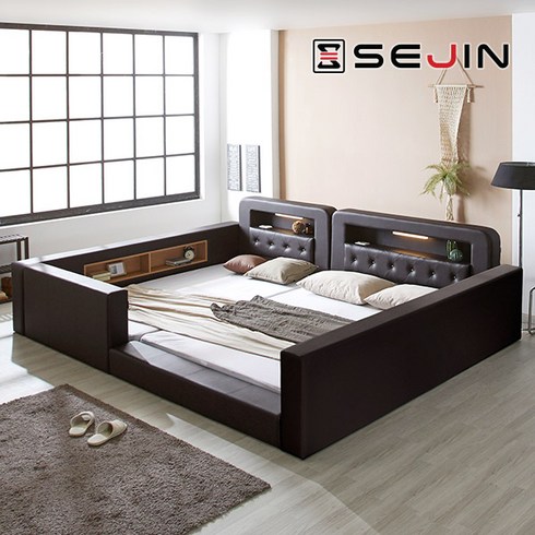 세진침대 코코 LED 수납 범퍼형 패밀리침대, 9-1.코코 범퍼형 패밀리침대-프레임만_초코브라운