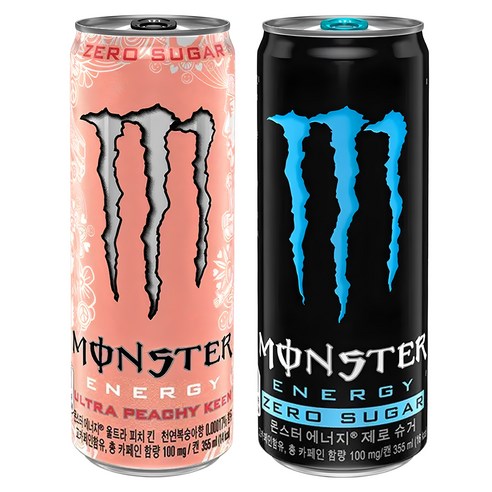 몬스터 에너지 355ml 피치 킨x24캔+제로슈거x24캔, 48개