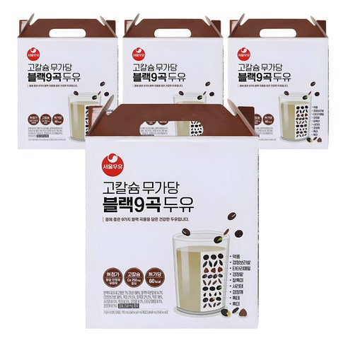 서울우유 고칼슘 무가당 블랙9곡 두유, 190ml, 16개