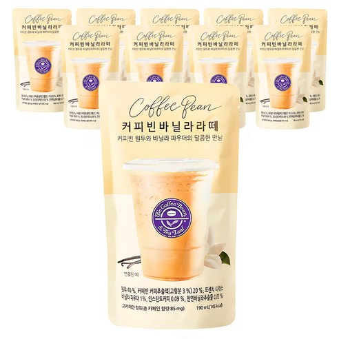 커피빈 바닐라 라떼 파우치 커피, 10개, 190ml