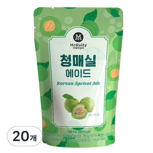 맥널티 청매실 에이드, 190ml, 20개