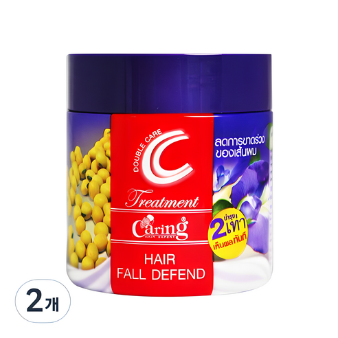 케어링 완두콩 꽃 Hair fall defend 헤어 트리트먼트 대용량, 2개, 500ml