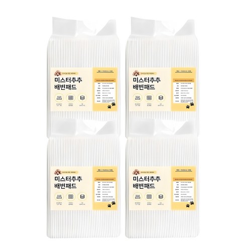 미스터추추 강아지 배변패드, 50개입, 4개