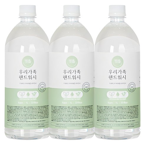 엄마랑아기랑 우리가족 핸드워시 리필, 3개, 1L