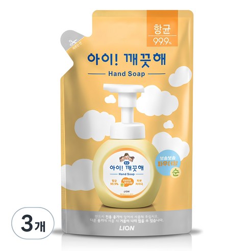 아이깨끗해 순 핸드워시 파우더향 리필용, 200ml, 3개