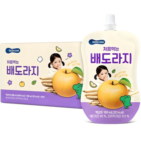 베베쿡 처음 먹는 배도라지 유아 음료, 배도라지맛, 100ml, 20개