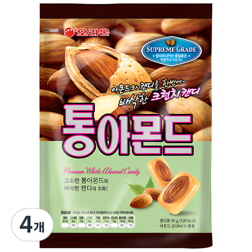 오리온 통아몬드 캔디, 90g, 2개