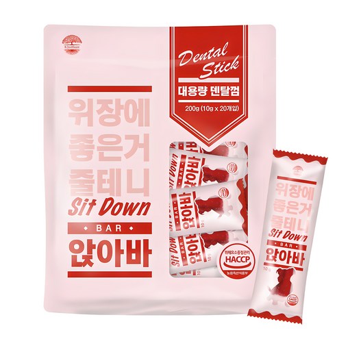 앉아바 덴탈껌 강아지 간식 20p, 피모건강, 200g, 3개