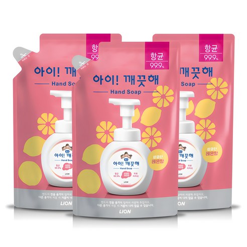 아이깨끗해 핸드워시 레몬향 리필, 450ml, 3개