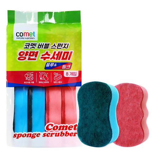 코멧 양면 스펀지 수세미 믹스팩 블루 4p + 핑크 4p 세트, 1세트
주방수납/잡화 코멧 양면 스펀지 수세미 믹스팩 블루 4p + 핑크 4p 세트, 1세트
주방수납/잡화