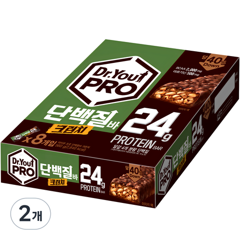 닥터유 프로 단백질바 크런치 8p, 560g, 2개