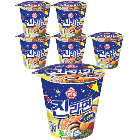 오뚜기 진라면 순한맛 소컵 65g, 6개