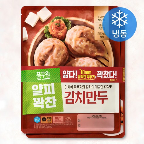 풀무원 얇은피 꽉찬속 김치만두 (냉동), 400g, 2개