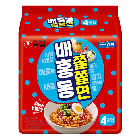 농심 배홍동 쫄쫄면 129g, 4개 면종류