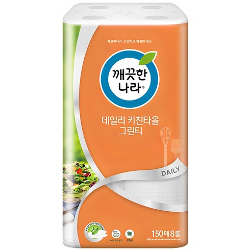 깨끗한나라 데일리 키친타올 그린티 천연펄프 티슈, 150개입, 1개
