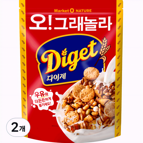 마켓오네이처 오 그래놀라 다이제 시리얼, 250g, 2개 마켓오네이처 오 그래놀라 다이제 시리얼, 250g, 2개