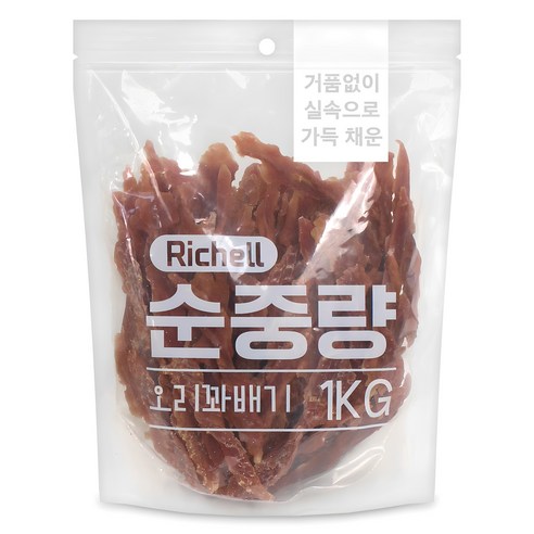 리첼 순중량 강아지간식, 오리꽈배기, 1kg, 1개