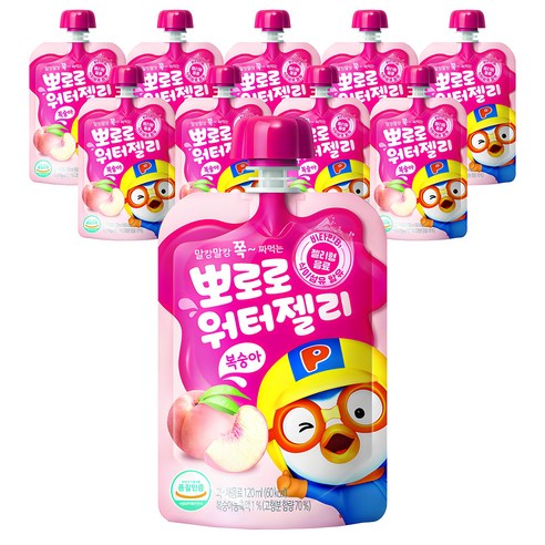 팔도 뽀로로 워터젤리 복숭아, 120ml, 10개